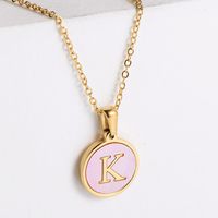 304 Stainless Steel 18K Gold Plated Fashion Plating Letter Shell Pendant Necklace sku image 5