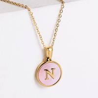 304 Stainless Steel 18K Gold Plated Fashion Plating Letter Shell Pendant Necklace sku image 8