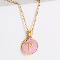 304 Stainless Steel 18K Gold Plated Fashion Plating Letter Shell Pendant Necklace sku image 26