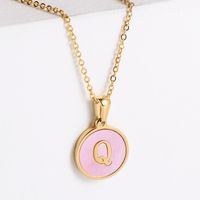 304 Stainless Steel 18K Gold Plated Fashion Plating Letter Shell Pendant Necklace sku image 10