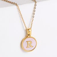 304 Stainless Steel 18K Gold Plated Fashion Plating Letter Shell Pendant Necklace sku image 11