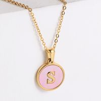 304 Stainless Steel 18K Gold Plated Fashion Plating Letter Shell Pendant Necklace sku image 12