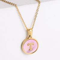 304 Stainless Steel 18K Gold Plated Fashion Plating Letter Shell Pendant Necklace sku image 13