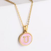 304 Stainless Steel 18K Gold Plated Fashion Plating Letter Shell Pendant Necklace sku image 14