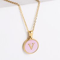 304 Stainless Steel 18K Gold Plated Fashion Plating Letter Shell Pendant Necklace sku image 15