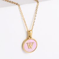 304 Stainless Steel 18K Gold Plated Fashion Plating Letter Shell Pendant Necklace sku image 16