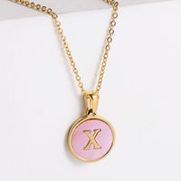 304 Stainless Steel 18K Gold Plated Fashion Plating Letter Shell Pendant Necklace sku image 17