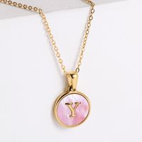 304 Stainless Steel 18K Gold Plated Fashion Plating Letter Shell Pendant Necklace sku image 18