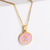 304 Stainless Steel 18K Gold Plated Fashion Plating Letter Shell Pendant Necklace sku image 19