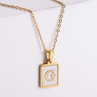 304 Stainless Steel 18K Gold Plated Simple Style Plating Letter Shell Pendant Necklace sku image 6