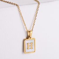 304 Stainless Steel 18K Gold Plated Simple Style Plating Letter Shell Pendant Necklace sku image 8