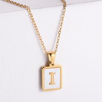 304 Stainless Steel 18K Gold Plated Simple Style Plating Letter Shell Pendant Necklace sku image 9