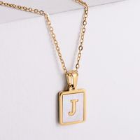304 Stainless Steel 18K Gold Plated Simple Style Plating Letter Shell Pendant Necklace sku image 9