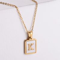 304 Stainless Steel 18K Gold Plated Simple Style Plating Letter Shell Pendant Necklace sku image 11
