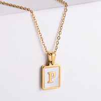 304 Stainless Steel 18K Gold Plated Simple Style Plating Letter Shell Pendant Necklace sku image 24