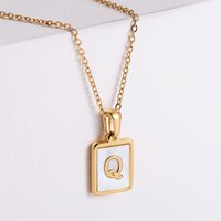 304 Stainless Steel 18K Gold Plated Simple Style Plating Letter Shell Pendant Necklace sku image 14