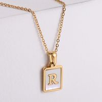 304 Stainless Steel 18K Gold Plated Simple Style Plating Letter Shell Pendant Necklace sku image 15