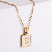 304 Stainless Steel 18K Gold Plated Simple Style Plating Letter Shell Pendant Necklace sku image 17