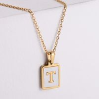 304 Stainless Steel 18K Gold Plated Simple Style Plating Letter Shell Pendant Necklace sku image 18