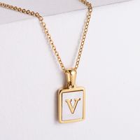 304 Stainless Steel 18K Gold Plated Simple Style Plating Letter Shell Pendant Necklace sku image 19