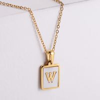 304 Stainless Steel 18K Gold Plated Simple Style Plating Letter Shell Pendant Necklace sku image 20