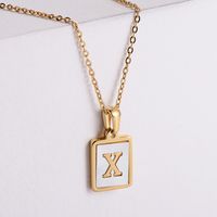 304 Stainless Steel 18K Gold Plated Simple Style Plating Letter Shell Pendant Necklace sku image 21
