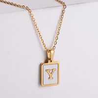 304 Stainless Steel 18K Gold Plated Simple Style Plating Letter Shell Pendant Necklace sku image 23