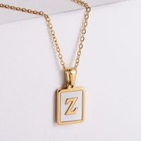 304 Stainless Steel 18K Gold Plated Simple Style Plating Letter Shell Pendant Necklace sku image 23