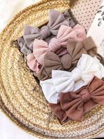Knitted Sunken Stripe Hair Band Solid Color Bow Knot Stretch Sunken Stripe Knitted Fabric Sewing Hair Band 1 Piece main image 2