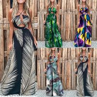 Women's Daily Retro Plant Full Length Printing Jumpsuits main image video