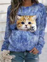 Women's Hoodie Long Sleeve T-shirts Printing Fashion Cat main image 2