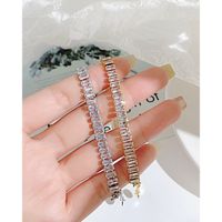 Lady Geometric Stainless Steel Freshwater Pearl Inlay Zircon Bracelets 1 Piece main image 5