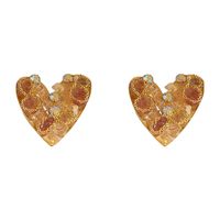 1 Paar Mode Geometrisch Herzform Blume Metall Inlay Künstliche Edelsteine Frau Ohrringe main image 5