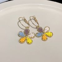 1 Pair Fashion Geometric Heart Shape Flower Metal Inlay Artificial Gemstones Women's Earrings sku image 1