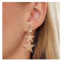 1 Pair Simple Style Square Star Metal Side Stripe Women's Drop Earrings main image 1