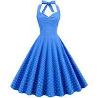 Women's A-line Skirt Vintage Style V Neck Printing Sleeveless Polka Dots Midi Dress Street main image 4
