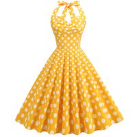 Women's A-line Skirt Vintage Style V Neck Printing Sleeveless Polka Dots Midi Dress Street main image 3