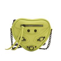 Women's Pu Leather Solid Color Fashion Heart-shaped Zipper Shoulder Bag Crossbody Bag sku image 3