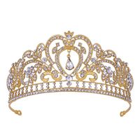 Fashion Water Droplets Crown Flower Alloy Rhinestone Plating Crown 1 Piece main image 5