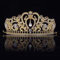 Fashion Water Droplets Crown Flower Alloy Rhinestone Plating Crown 1 Piece main image 1