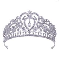 Fashion Water Droplets Crown Flower Alloy Rhinestone Plating Crown 1 Piece main image 4