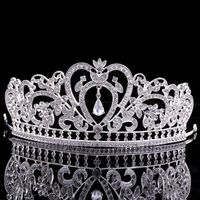 Fashion Water Droplets Crown Flower Alloy Rhinestone Plating Crown 1 Piece main image 3