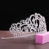 Fashion Water Droplets Crown Flower Alloy Rhinestone Plating Crown 1 Piece main image 2