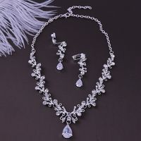 1 Set Fashion Water Droplets Alloy Rhinestone Women's Earrings Necklace main image 1