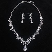 1 Set Fashion Water Droplets Alloy Rhinestone Women's Earrings Necklace sku image 1