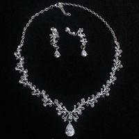 1 Set Fashion Water Droplets Alloy Rhinestone Women's Earrings Necklace sku image 2