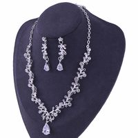 1 Set Fashion Water Droplets Alloy Rhinestone Women's Earrings Necklace main image 2
