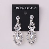 1 Pair Fashion Water Droplets Alloy Hollow Out Rhinestones Women's Chandelier Earrings Ear Clips sku image 1