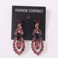 1 Pair Fashion Water Droplets Alloy Hollow Out Rhinestones Women's Chandelier Earrings Ear Clips sku image 13