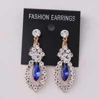 1 Pair Fashion Water Droplets Alloy Hollow Out Rhinestones Women's Chandelier Earrings Ear Clips sku image 7